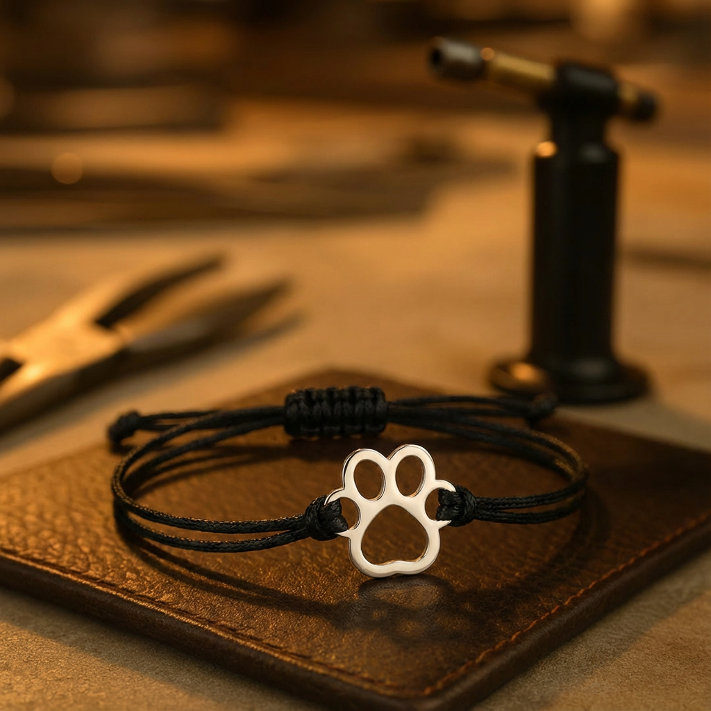 Bracelet ajustable avec cordon noir et rouge