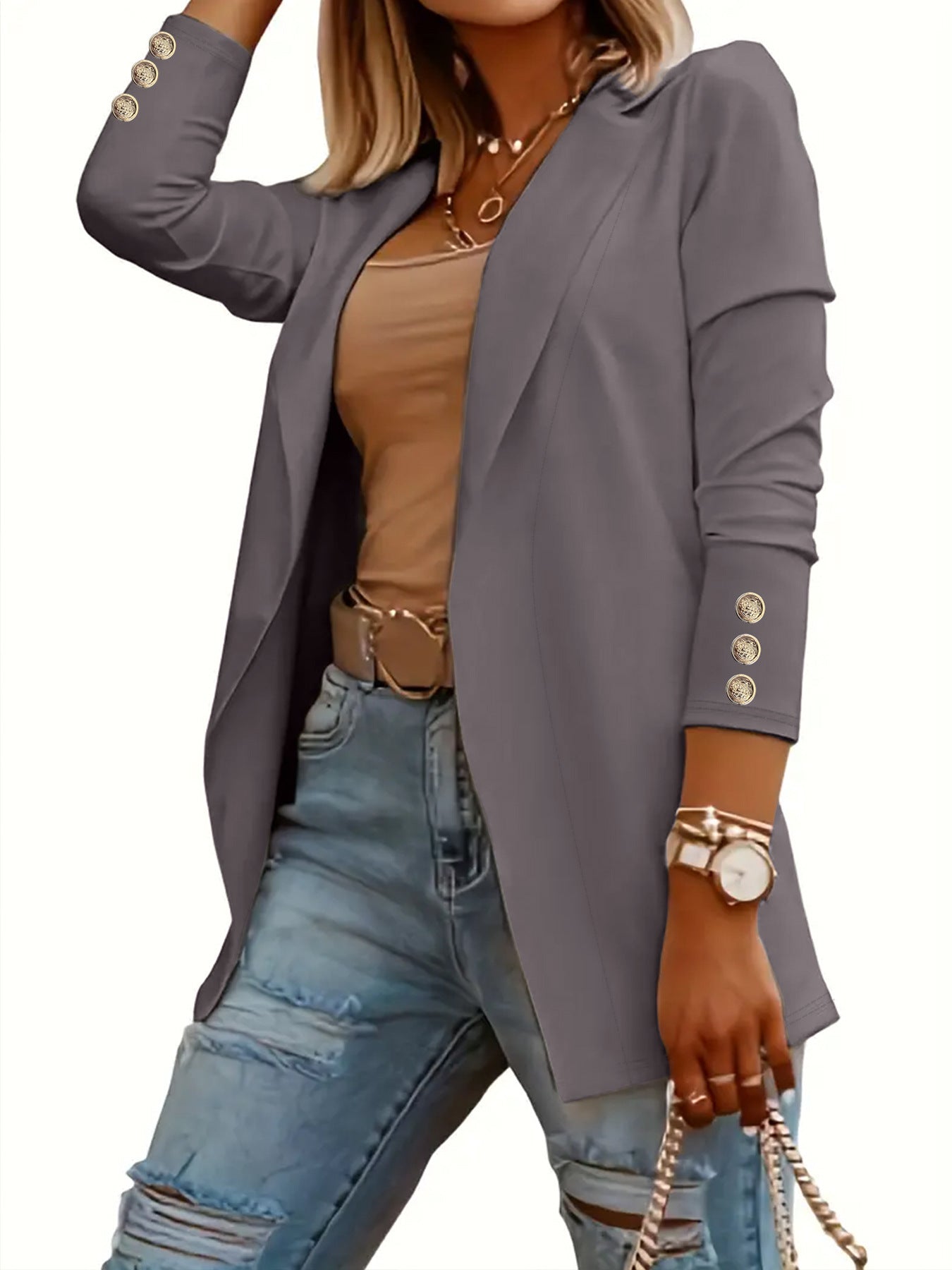 ODIN™ - Blazer décontracté à manches longues et ouverture frontale