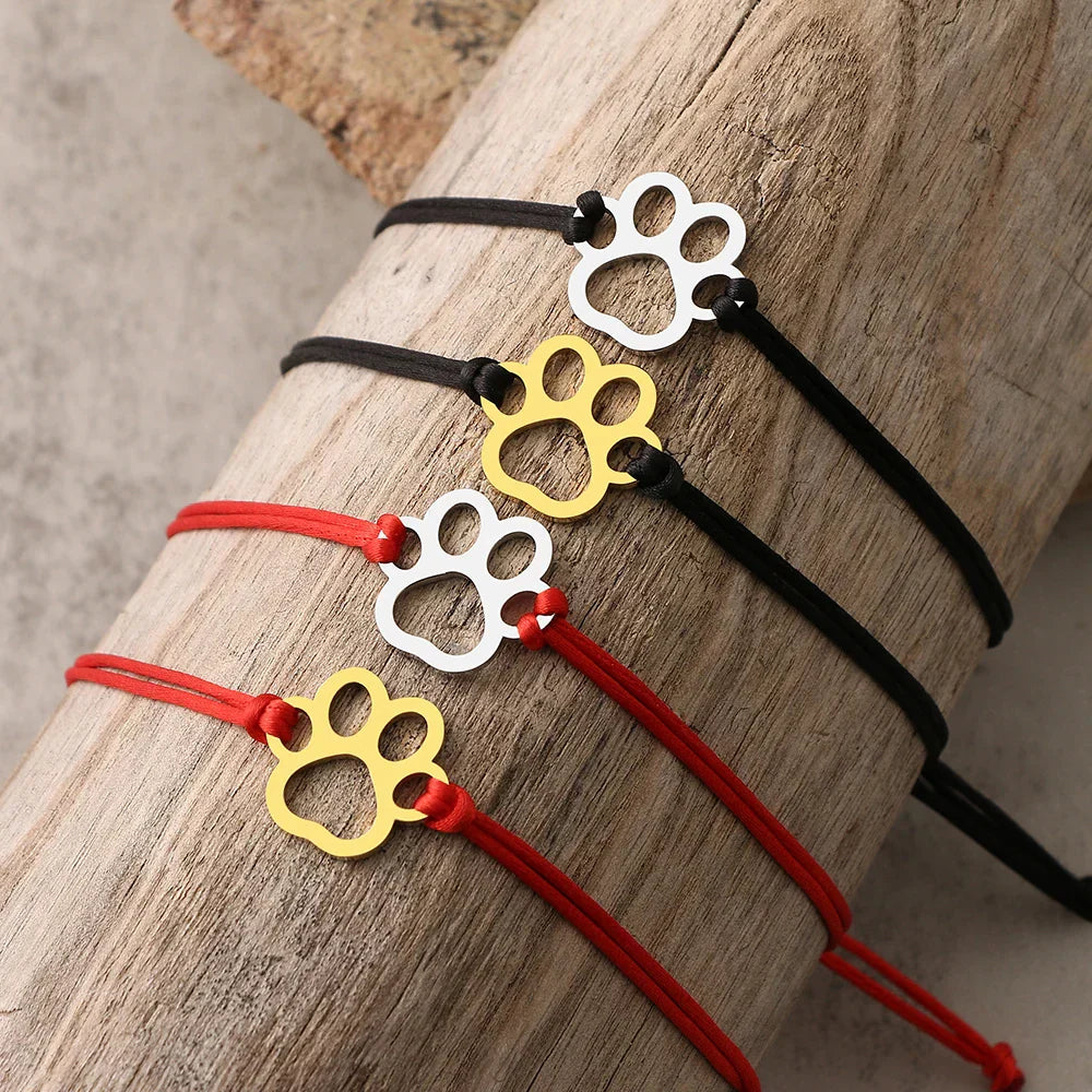 Bracelet ajustable avec cordon noir et rouge
