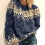 Pull en mohair jacquard pour femmes, douillet et chaud