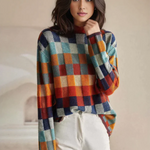 Adalynn™ - Pull à col roulé coloré avec motif en patchwork